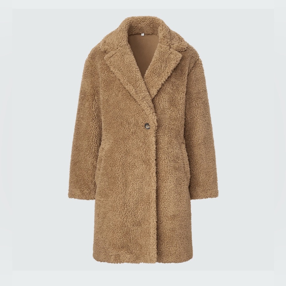 Uniqlo Warm Brown Teddy Outer Fleece Pile Jacket Coat - XS excellent condition!